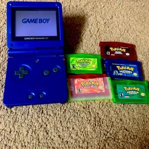 GameBoy Advance with 5 Pokémon games